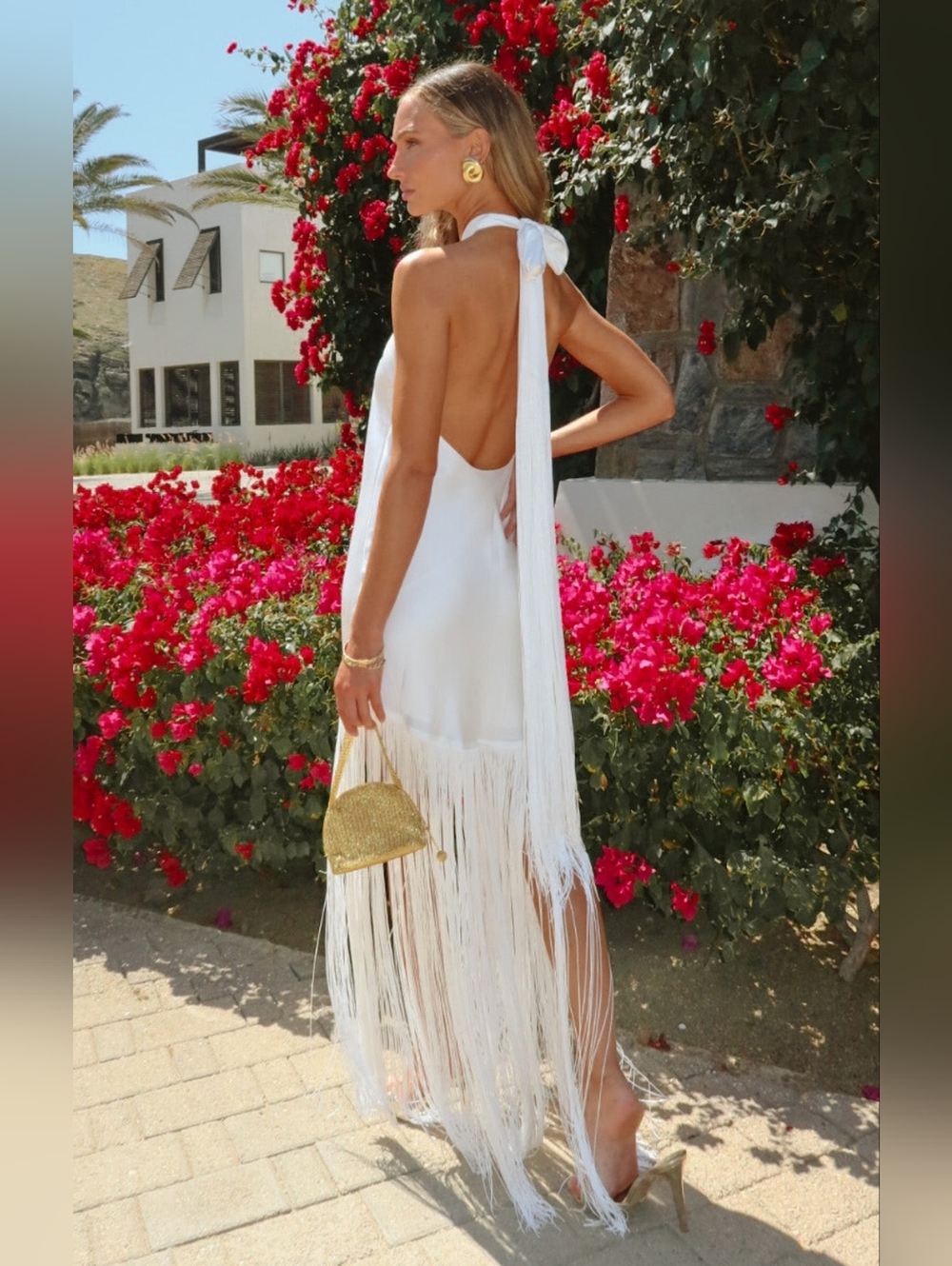 Show Me Your MuMu Jasmine Fringe Ivory Luxe Satin Maxi Dress Wedding Party - Picture 3 of 11